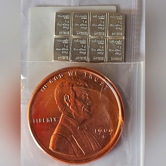 1oz Copper Round + 6G Valcambi Silver Bars